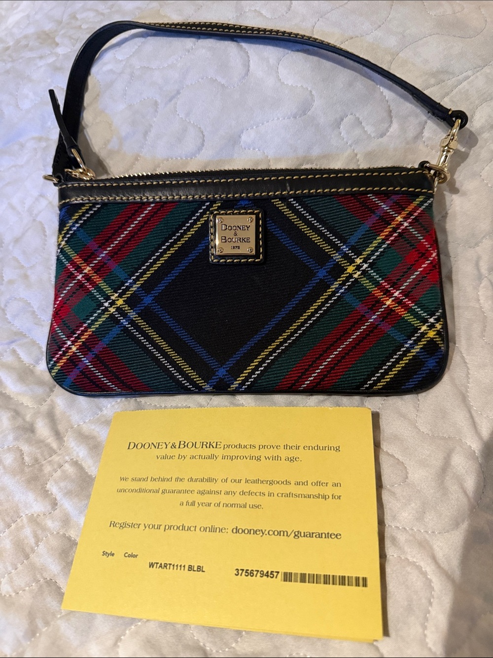 Dooney & Bourke Black Tartan Wristlet